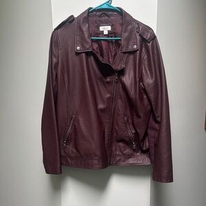Women's Burgundy Moto Jacket